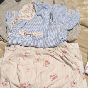 Floral and Striped Pajama Set
